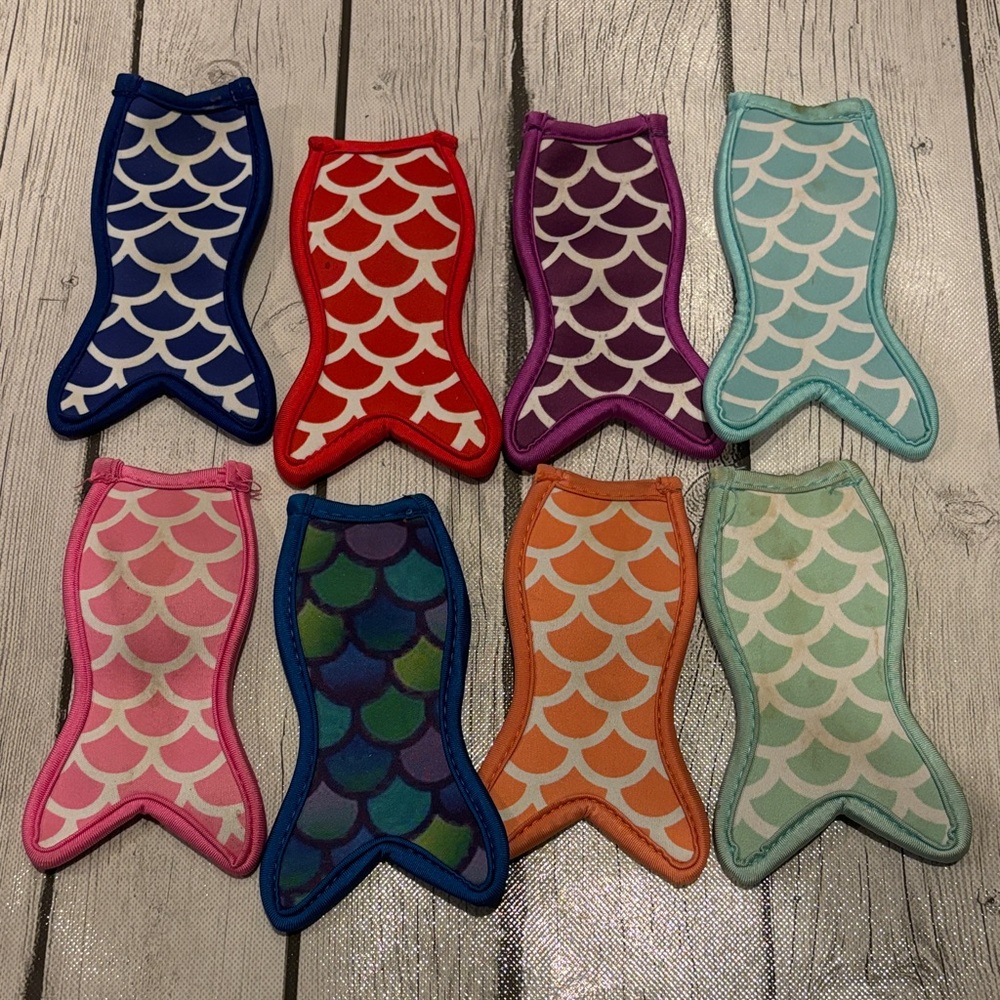 Colorful Mermaid Tail neoprene ice popsicle holders great for summer kid parties